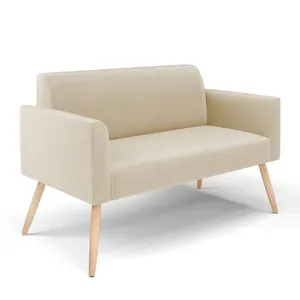 Sofá Namoradeira Pés Palito Natural Marisa Suede Bege D03 - D'Rossi