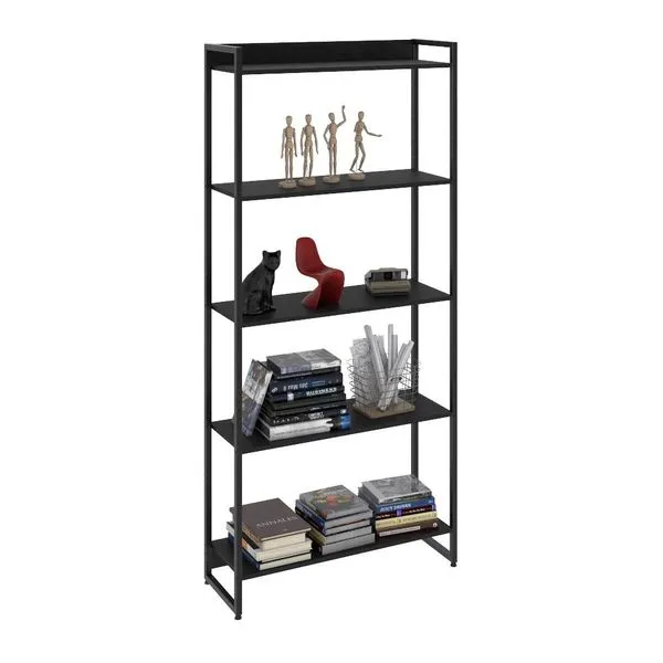 Estante Multiuso Para Escritório Industrial 05 Prateleiras Areta 186x80cm C01 Onix - Lyam Decor