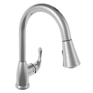 Torneira AREMC02 com Sensor Misturador De Cozinha 2 Jatos Com Bica Móvel e Retrátil Escovado Inox