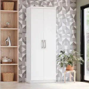 Armário Multiuso Lavanderia 183cm 2 Portas 6 Prateleiras Henn Margarida | Branco