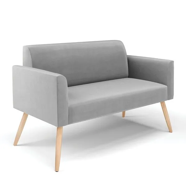Sofá Namoradeira Pés Palito Natural Marisa Suede Cinza D03 - D'Rossi