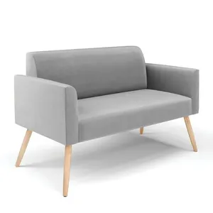 Sofá Namoradeira Pés Palito Natural Marisa Suede Cinza D03 - D'Rossi