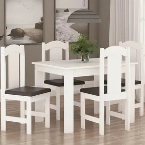 Mesa de Jantar 4 Cadeiras 76,5cm x 76,5cm Arauna | Branco/Preto