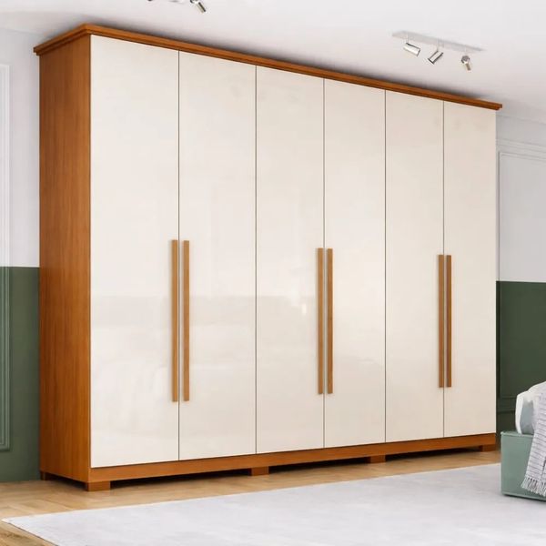 Guarda-Roupa Casal 6 Portas 6 Gavetas Henn Leblon | Cinamomo/Off White