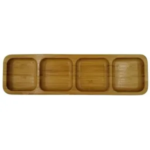 Petisqueira Retangular em Bambu 4 Espaços Dolce Home