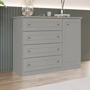Cômoda 1 Porta 4 Gavetas Henn Americana | Cinza