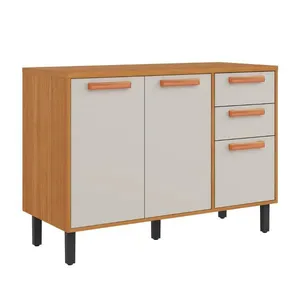 Balcão de Cozinha 120 cm 3 Portas 2 Gavetas com Tampo Itatiaia Napoles | Cinamomo/Off White (S/V)