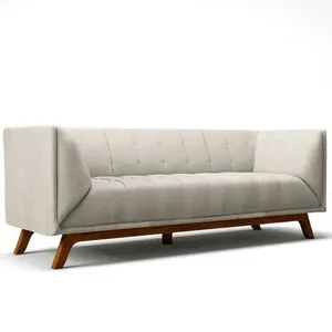 Sofá 3 Lugares Temak 210 cm Algodão Bege G15 - Gran Belo