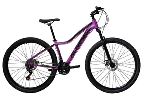 Bicicleta Aro 29 Feminina Alfameq Pandora Alumínio 21v Garfo Suspensão - Lilás/Preto - Tamanho:15