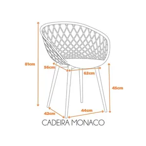 Kit 4 Cadeiras Monaco Com Assento em Polipropileno e Base em Aço Fratini Bege Claro