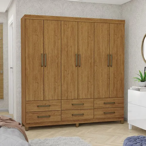 Guarda Roupa D22 6 Portas 6 Gavetas Com Pés Carioca Móveis Freijó