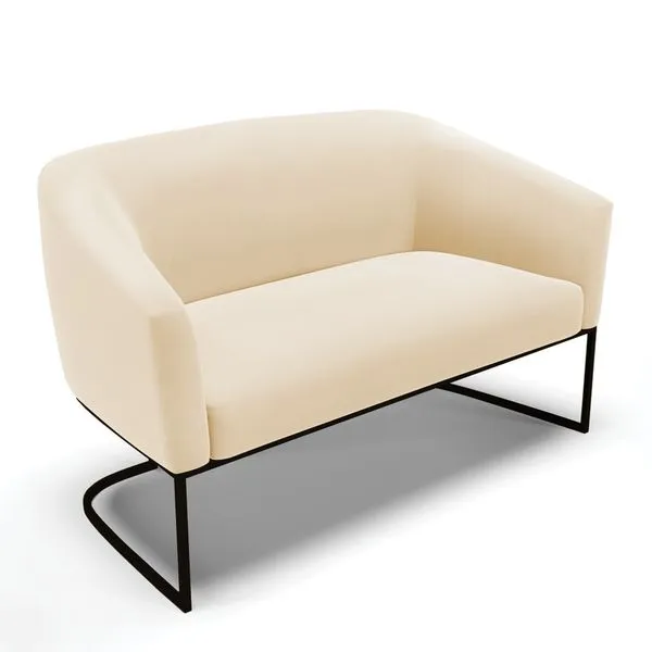 Sof 2 Lugares Namoradeira Industrial Preto Stella Suede Bege D03 - D'Rossi