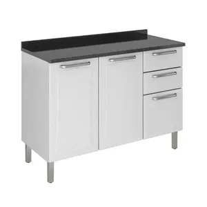 Balcão de Cozinha 120 cm 3 Portas 2 Gavetas com Tampo Itatiaia Tarsila Balcão de Cozinha Tarsila 3 Portas 2 Gavetas com Tampo 120cm Itatiaia | Branco (S/V)