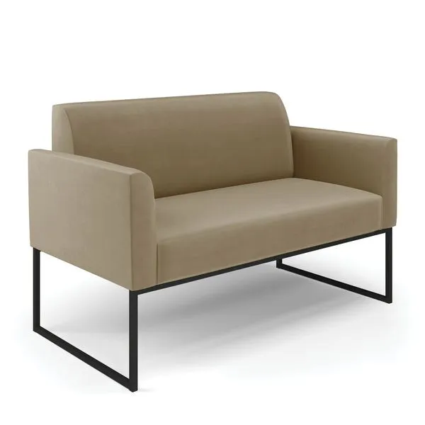 Sofá Namoradeira Base Industrial Preto Marisa Suede Marrom Rato D03 - D'Rossi