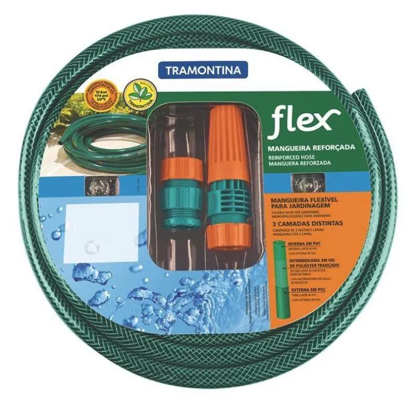 Mangueira Flexível Verde 20M Com Acessórios Tramontina