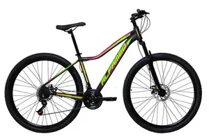 Bicicleta Aro 29 Feminina Alfameq Pandora Alumínio 21v Garfo Suspensão - Preto/Verde/Pink - Tam:17