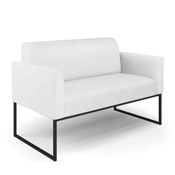 Sofá Namoradeira Base Industrial Preto Marisa Corino Branco D03 - D'Rossi