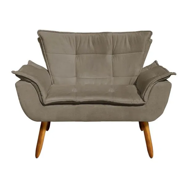 Sof 2 Lugares Namoradeira P Palito Castanho Opala Suede Marrom Rato D03 - D'Rossi