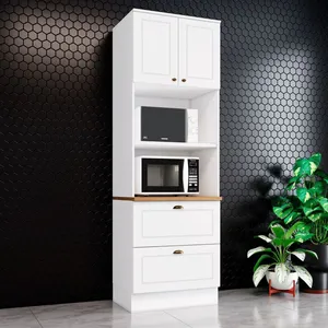 Paneleiro Duplo 2 Portas 2 Gavetas Americana Henn | Branco HP/Nature