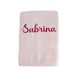 Toalha de Banho Quebec - 100% Algodão - Personalizável com Nome Rosa Claro