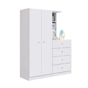 Guarda Roupas 2 Portas e Cômoda 4 Gavetas Montessoriano Meu Fofinho Art In Móveis Branco