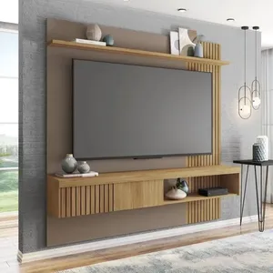 Painel para TV até 65'' Ripado Suspenso 180cm Caemmun Jade | Buriti/Fendi