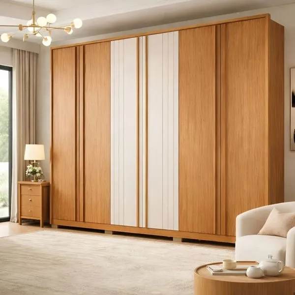 Guarda-Roupa Casal 6 Portas 4 Gavetas Caemmun Mozart | Freijo/Off White