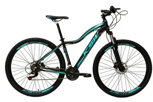 Bicicleta Aro 29 Feminina Ksw Mwza Alumínio 24v Garfo Suspensão - Preto/Azul - Tamanho:17