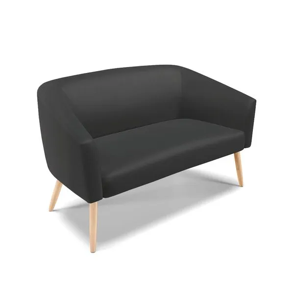 Sofá 2 Lugares Namoradeira Pé Palito Natural Stella Sintético D03 - D'Rossi Preto