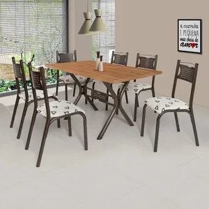 Conjunto Mesa de Jantar 74cm x 59cm 6 Cadeiras Ciplafe | Bronze/Amendoa (S/V)
