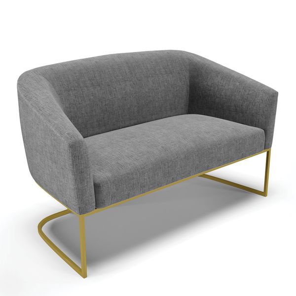 Sofá 2 Lugares Namoradeira Industrial Dourado Stella Linho Grafite D03 - D'Rossi