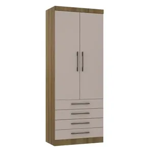 Módulo Guarda-Roupa 2 Portas 4 Gavetas Eucamoveis Paris | Avela/Cinammon