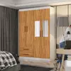 Guarda Roupa Casal Lu 4 Portas 2 Gavetas com Espelho Carioca Móveis Branco