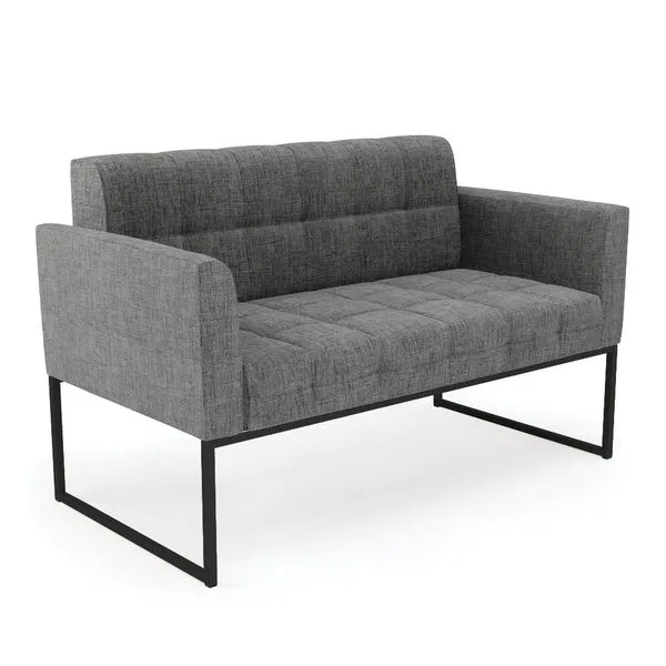 Sof Namoradeira Elisa Linho Grafite A26 Base Met lica Industrial Preto - D'Rossi