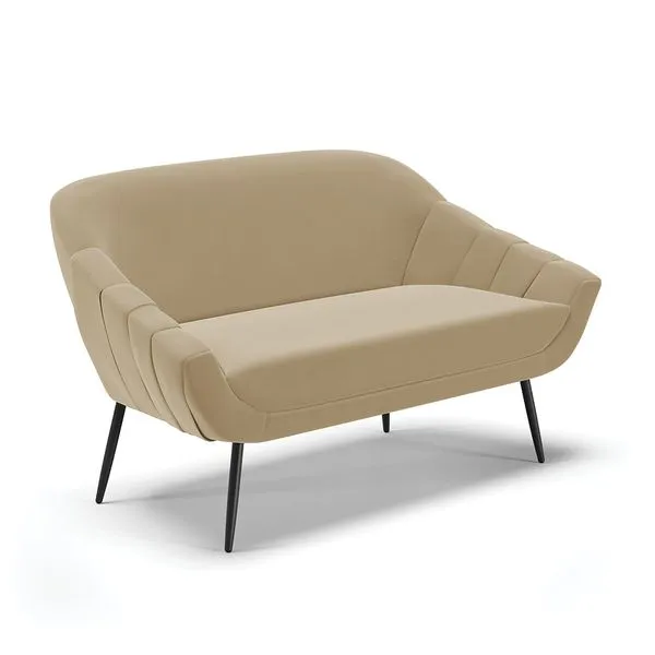 Namoradeira 02 Lugares Giovana Suede Marrom Rato Ps Palito de Ferro - D'Rossi
