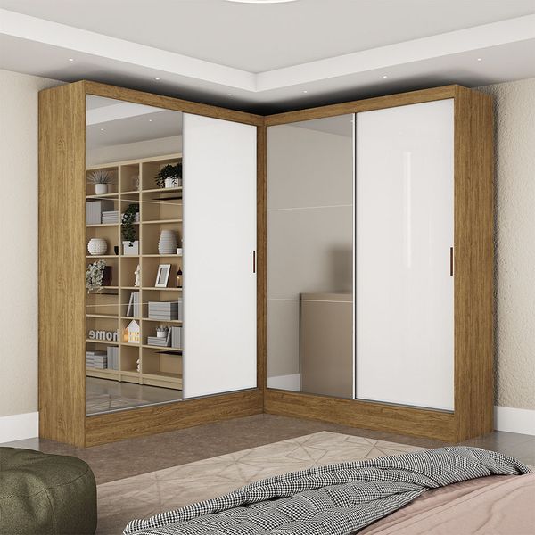 Closet Casal Duplo Belém 4 Portas Plus 4 Gavetas Carioca Móveis Branco