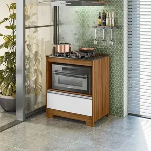 Balcão de Cozinha 75 cm 1 Porta 1 Gaveta com Tampo Notável 3110 | Freijo/Branco