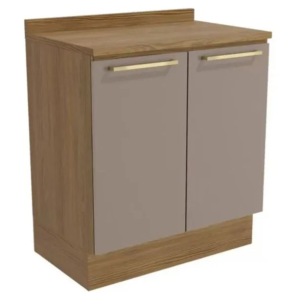 Balcão de Cozinha 80 cm 2 Portas Com Tampo Kappesberg Botanic | Nogueira Fosco/Fendi Fosco (S/V)