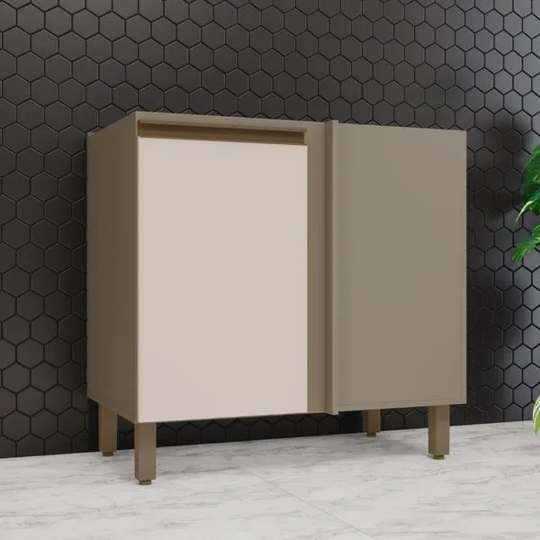 Balcão de Canto Sem Tampo 1 Porta Connect Henn | Duna/Cristal