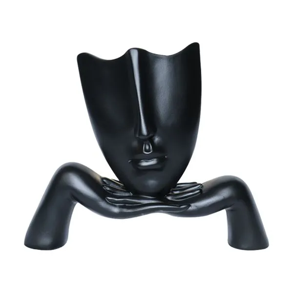 Escultura Decorativa Mascara Descanso Preto Fosco G07 - Gran Belo