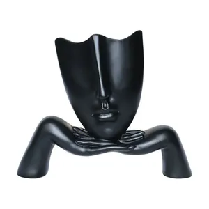 Escultura Decorativa Mascara Descanso Preto Fosco G07 - Gran Belo