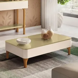 Mesa de Centro 100 cm HB Móveis Liz | Off White/Champanhe