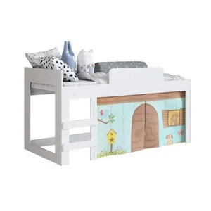 Cama Infantil Com Protetor e Cortina Alegria Meu Fofinho Art in Móveis Branco