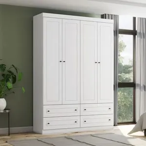 Guarda-Roupa 4 Portas 4 Gavetas Henn Americano Guarda-Roupa Casal 4 Portas 4 Gavetas Henn Americano | Branco