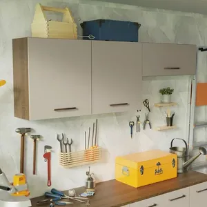 Kit com 2 Armários Aéreos Multiuso 3 Portas Rustic/Crema Agata Madesa Rustic/Crema
