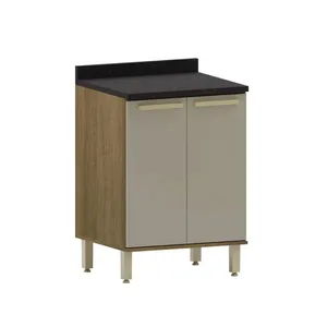 Balcão de Cozinha 60 cm 2 Portas com Tampo Luciane Isis | Avela/Mocca (S/V)