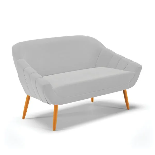 Namoradeira 02 Lugares Giovana Suede Cinza Ps Palito Castanho - Indo Decorar