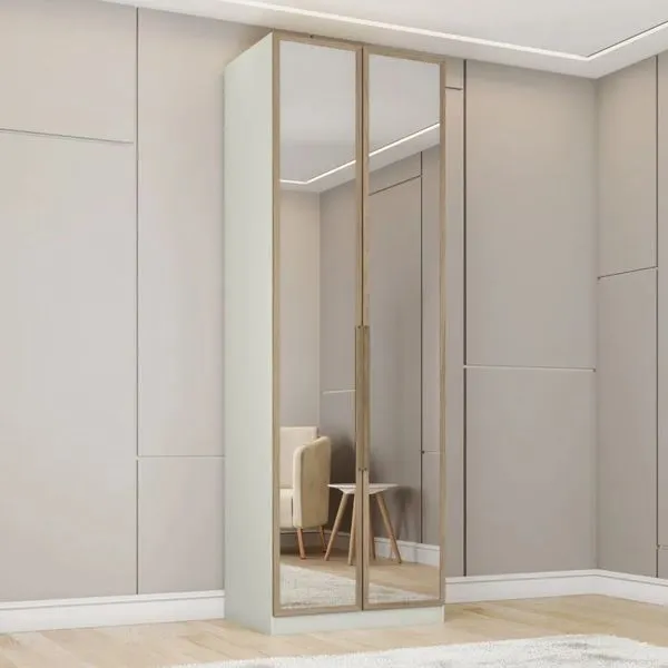 Módulo Guarda-Roupa 2 Portas 3 Gavetas Henn Seletto | Areia/Jequitiba