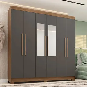 Guarda-Roupa Casal 6 Portas 2 Gavetas Estilo MM Horácio | Jatoba/Grafitte