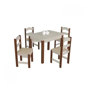 Mesa de Jantar 4 Cadeiras 76,5cm x 76,5cm Arauna | Off White / Bege